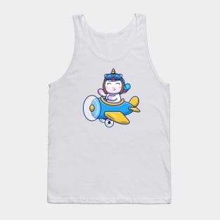 Cute Unicorn Riding Air Plane Tank Top